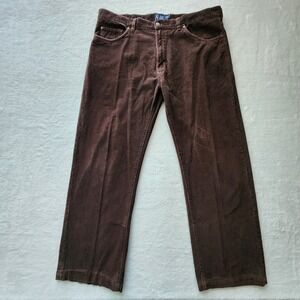 Chaps Corduroy Pants Mens 39W 28.5L Brown Straight Fit Dark Academia Workwear